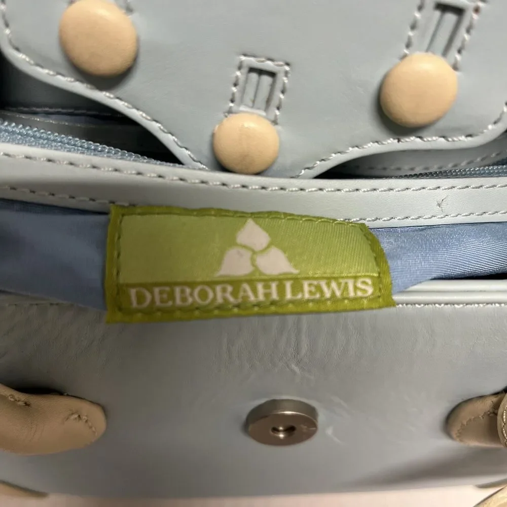 Deborah Lewis Baby Blue and Cream Double Handle Satchel Handbag NWOT - Picture 8 of 10